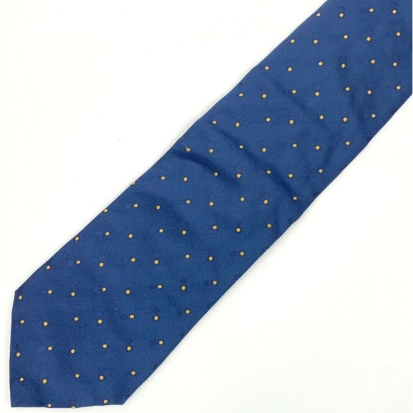 DOLCE & GABBANA Tie Blue Yellow Micro Polka Dots 100% Silk Pin Up Girl Necktie - Picture 8 of 12
